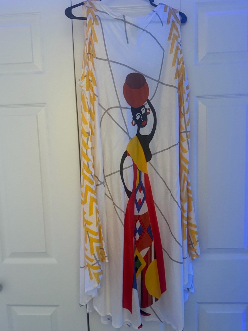 White Tunic Dress with Colorful Ethnic Print